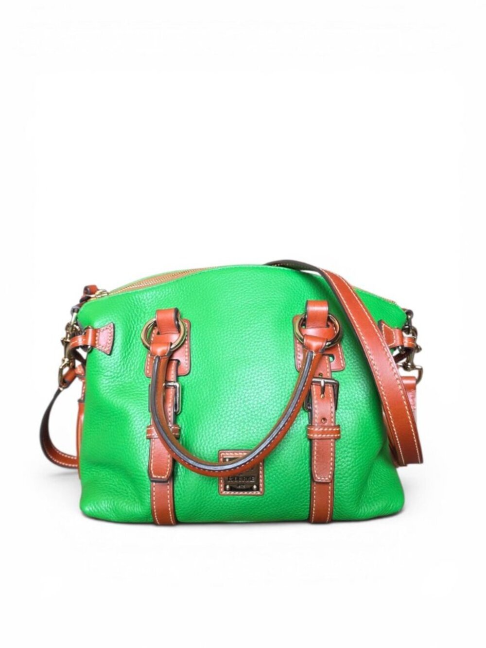NWT Dooney & Bourke Bristol Satchel Kelly Green Pebble Leather Tassel Purse - Picture 12 of 16